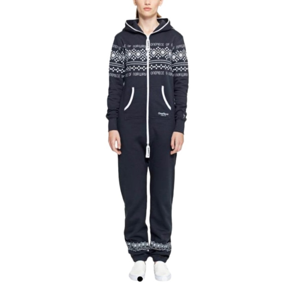 One Piece Lusekofte Norway Unisex Navy White Sleep Lounge Onesie Size Medium